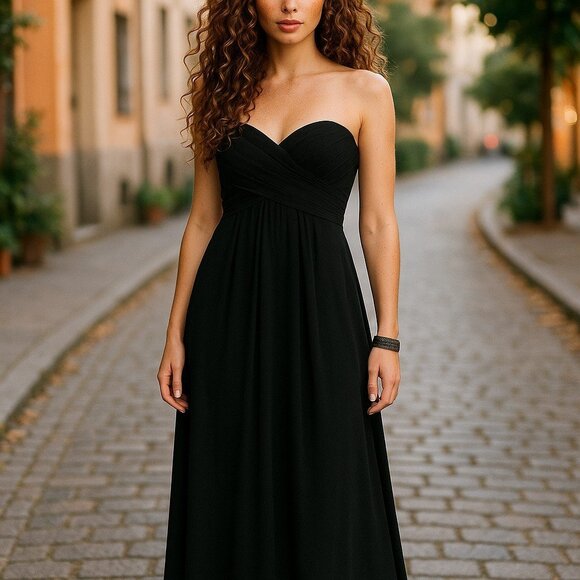 Bill Levkoff Dresses & Skirts - BILL LEVKOFF Strapless Chiffon Sweetheart Floor Length Dress Gown 4 Wedding Prom